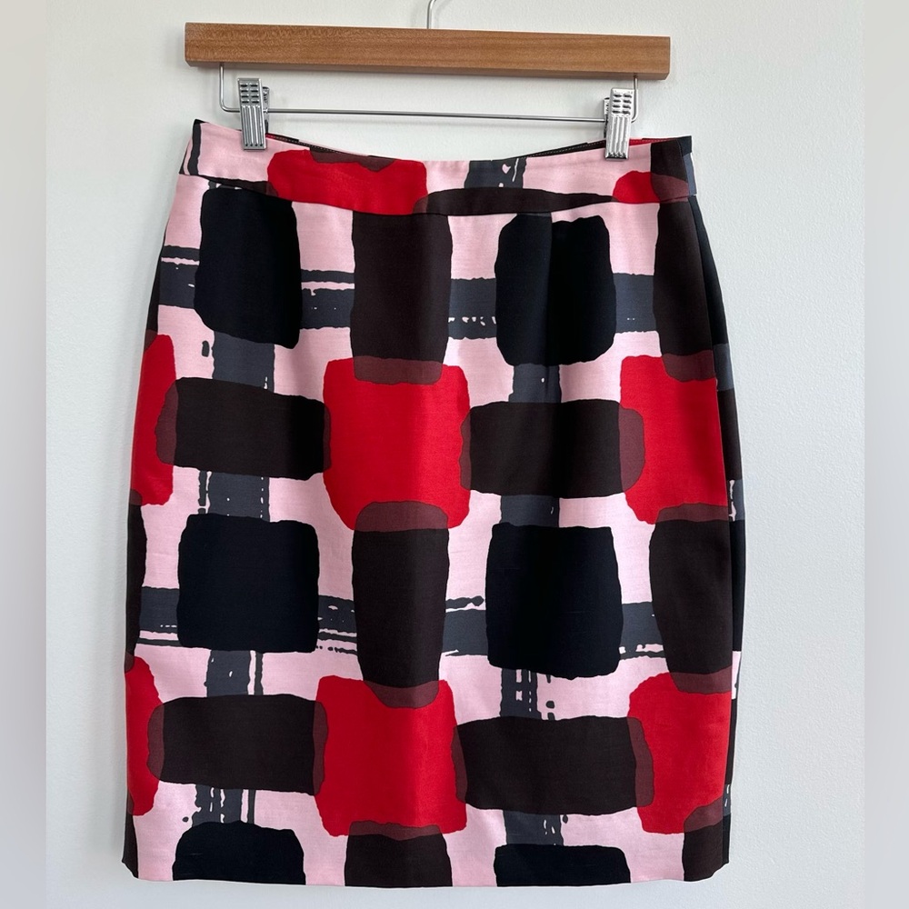 Kate Spade Black, Pink & Red Silk Blend Skirt Size 6